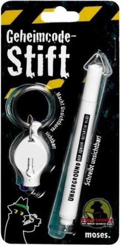 Moses Geheimcodepen met UV-lamp - 9,5 cm - Wit - Kunststof