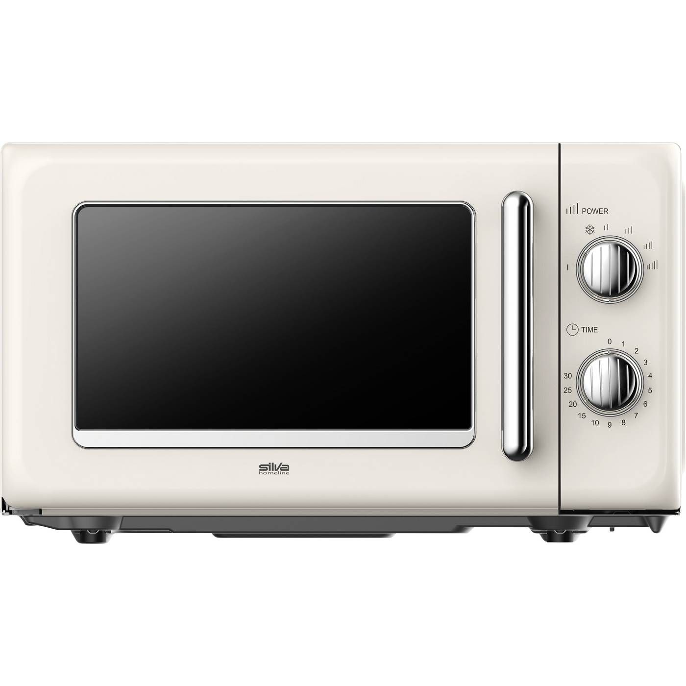 Silva Schneider MW-R 25.3 Retro magnetron 20L, 700 Watt, 6 standen, timer, verchroomde knoppen & handvat, eindsignaal - kleur beige