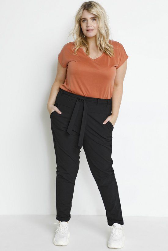 Kaffe Curve KCjia Belt Pants Women's Trousers - Size 48 - Black Deep