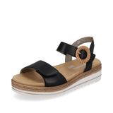 Remonte Dames Platte Sandalen Zwart Leer Maat 38