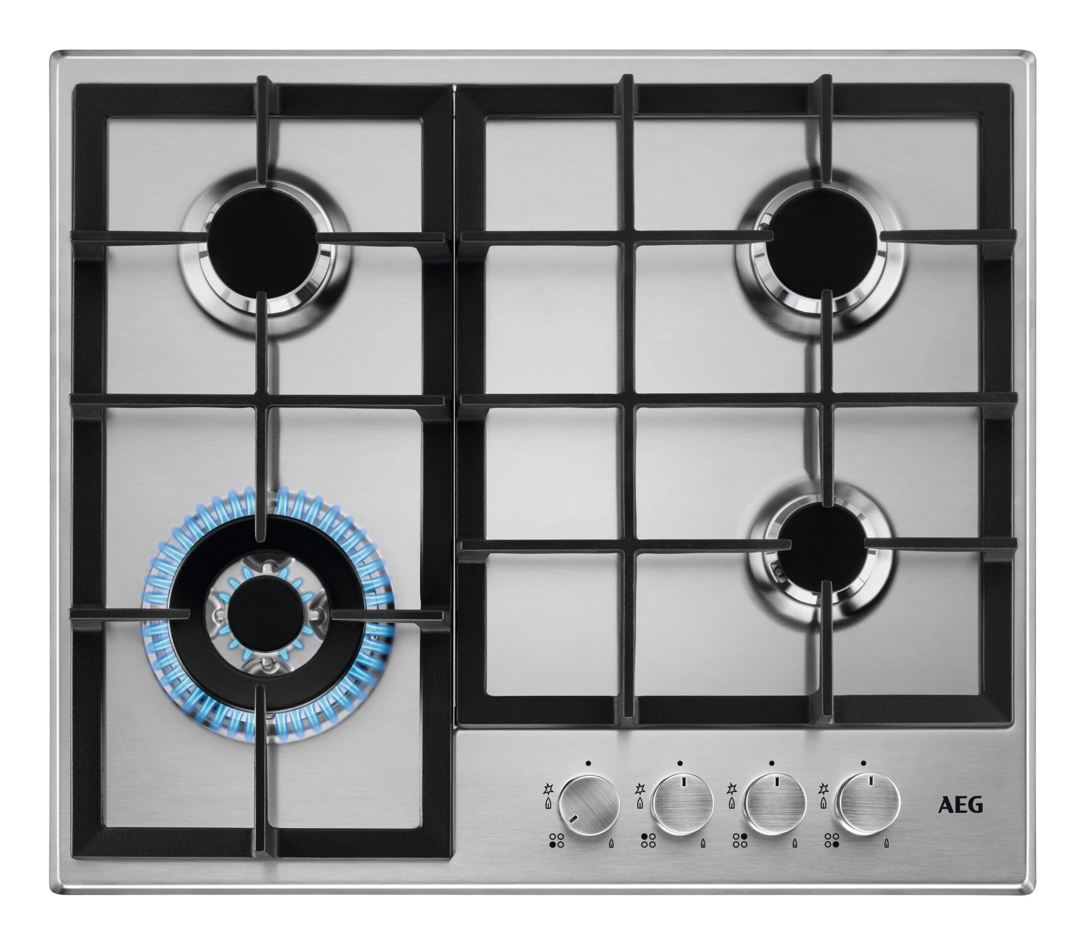 AEG HGB64400SM 60 cm Gas Cooktop - Silver - 4 Burners