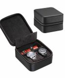 OEM SYENS 2 Horloge Reiskoffer met Accessoirevak, Horlogerol van Topnerf Leer voor Heren | Robuuste, Draagbare Beschermende Ritssluiting, Past op Alle Horloges en Smartwatches tot 60 mm (2+1GR)