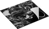 Chefcare Inductie Beschermer Abstracte Kunst - Lava Marmer - Zwart Wit - 60x50 cm