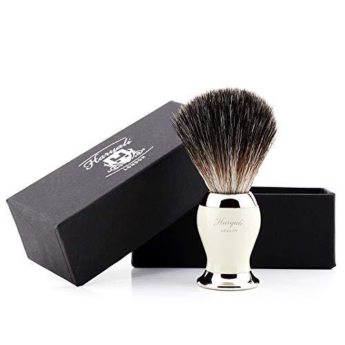 Haryali London Heren Scheerborstel met Synthetische Zwarte Badger Haarborstel voor Baard en Snor Nat Scheren Perfect cadeau voor Mannen