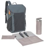 LÄSSIG GRE Slender Up Babyluierrugzak met aankleedkussen, kinderwagenbevestiging en flessenhouder, reflecterend antraciet