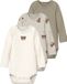 NAME IT NBNBODY 3P LS PUMICE BEAR NOOS - Baby Bodies - Unisex - Lange mouw - Katoen - Pumice Stone - Maat 74
