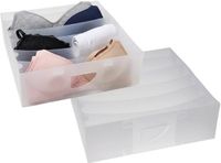 Gerimport organisateur de sous-vêtements - 2x - plastique - 6 compartiments - 30 x 30 x 10 cm - transparent