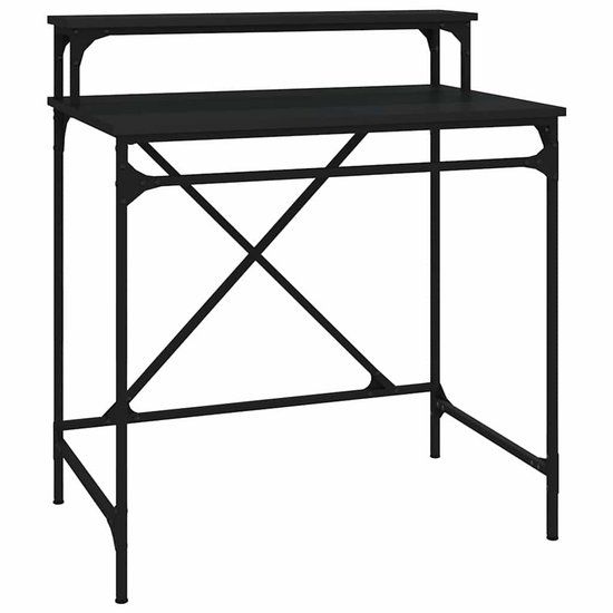 vidaXL Bureau - 80x50x90 cm - Bewerkt Hout en IJzer - Zwart