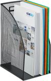 Merkloos Relaxdays Tijdschriftenhouder van metaal, A4, groot net, voor kantoor, zwart, 32 x 16 x 24,5 cm