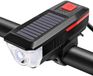 NCD E-Commerce Handel GmbH Phare de vélo à énergie solaire avec 3 modes d'éclairage LED, sonnette étanche, fonction de charge USB - idéal Convient Convient pour vélos de route et VTT
