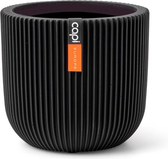 Capi Europe Bloempot bol Groove - 9x8 cm - Zwart