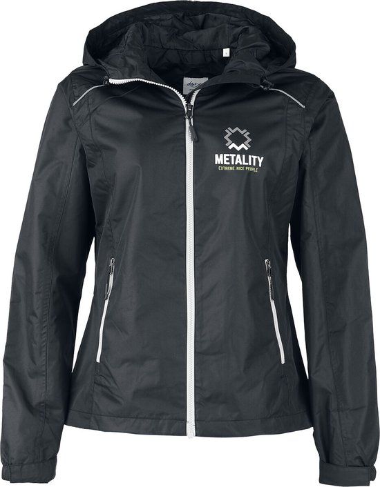 Metality Damen Rain Jacket Dames Vest met capuchon - zwart/zilverkleurig - S