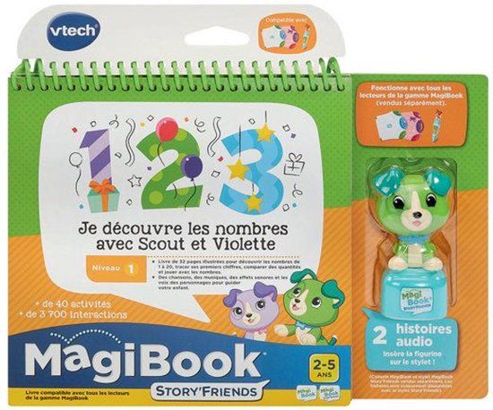 VTECH - MagiBook Story'Friends - Ik ontdek cijfers met Scout en Violet + Personage