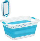 Merkloos Relaxdays Opvouwbare wasmand - Kunststof en siliconen - 37 liter - Petrol