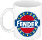 Bellatio Decorations - Fender voornaam - koffiemok - beker - wit/blauw - 300 ml