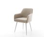 Greg-Flex Chaise de salle à manger en bouclé gris 4 pieds effilés ressorts ensachés en acier inoxydable