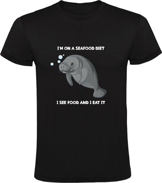 I'm on a seafood diet - I see food and i eat it Heren T-shirt - Zwart - S