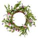 VEVOR Kunstmatige decoratieve krans, 56 cm, roze groen, versierd met madeliefjes, babysbreath, knoppen, jaarrond krans voor alle seizoenen, binnen en buiten huis muur raam festival bruiloft decoraties