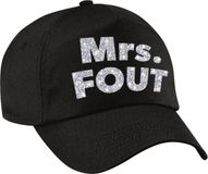 Bellatio Decorations Mrs. FOUT pet / cap zwart met zilver bedrukking dames