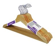 Jocca Kleerhanger van hout, broekstang en inkepingen om het wegglijden van kleding te voorkomen, verchroomde haken, 44 x 16 x 1,1 cm