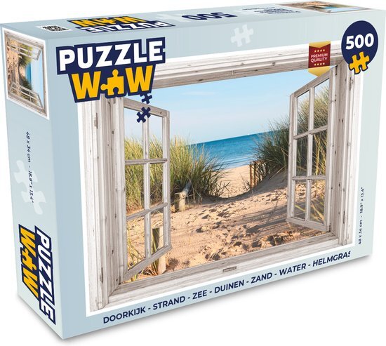 MuchoWow Puzzel Doorkijk - Strand - Zee - Legpuzzel - Puzzel 500 stukjes