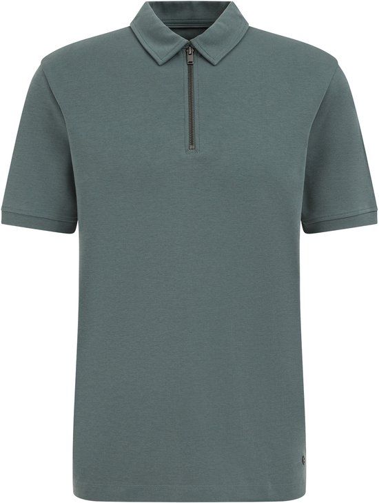 WE Fashion Heren slim fit polo met halve rits