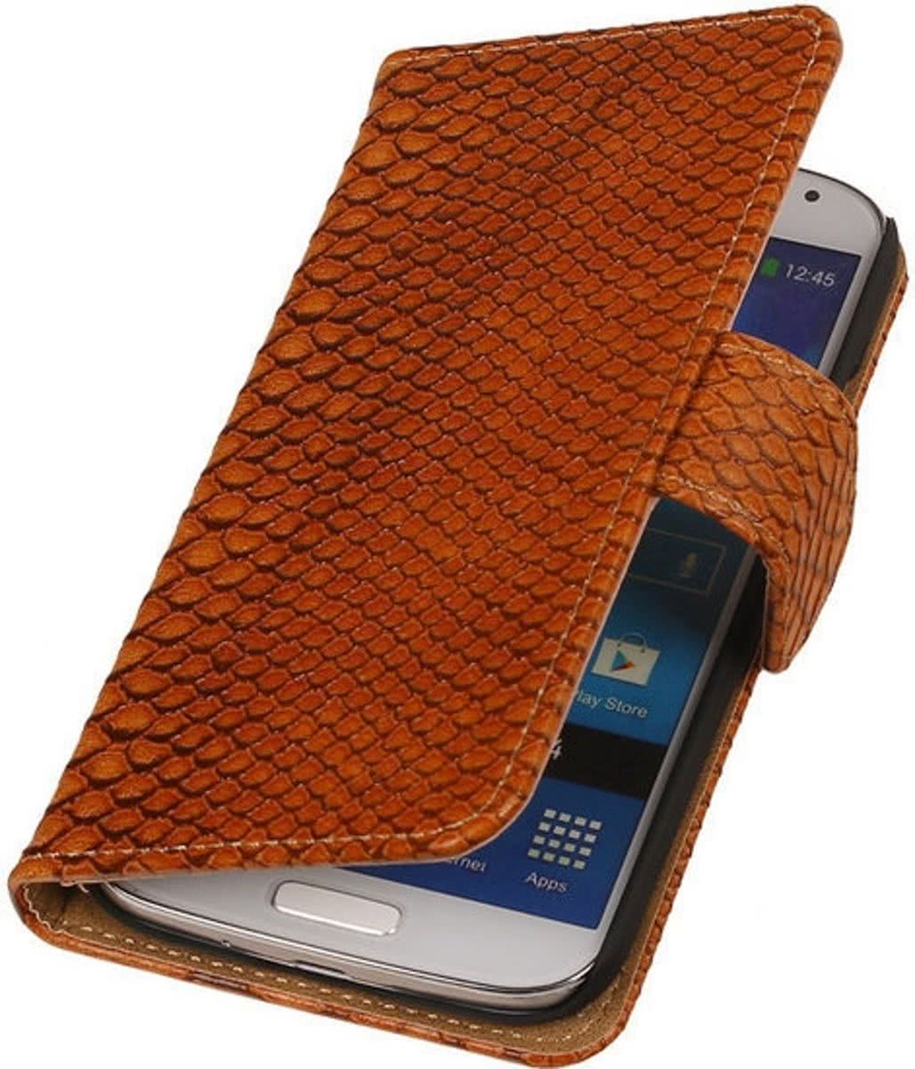 Best Cases Panda Best Cases Sony Xperia Z3 Compact Snake Slang Bookstyle Wallet Hoesje Bruin