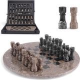 OEM Oceanic & Schwarz Jeu d'échecs en marbre, rond, diamètre 38 cm