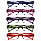 Leesbril Waarde 5 Stuks Lichtgewicht Mannen Vrouwen Blauw Roze Purper Groen Rood RRRRR32-3456Z +3,50