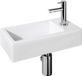 Differnz Helios Fonteinset - Lavabo en céramique - Blanc - Robinet droit - Chrome - 36 x 18 x 9 cm