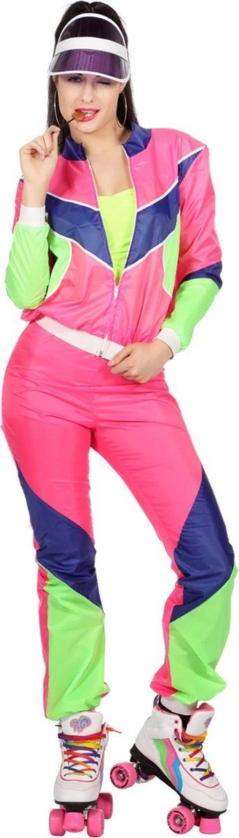 Wilbers Trainingspak Jaren 80 Vrouw Brenda - Maat 48 - Polyester - EAN: 8714438781104