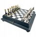 Jeu d'échecs en bois de hêtre, blanc/noir + échiquier en marbre/bois, noir, 46 cm