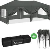 BukkitBow Dubbele Partytent met Zijwanden - Partytent Opvouwbaar - Paviljoen Weerbestendig - Easy Up Partytent 3x6 M - Partytent Waterdicht - Grijs