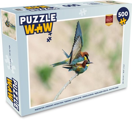 MuchoWow Puzzel Bijeneter (Merops apiaster) tijdens copulatie, Gerolsheim, Rijnland-Palts, Duitsland - Legpuzzel - Puzzel 500 stukjes