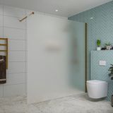 FortiFura Galeria inloopdouche - 180x200cm - mat glas - wandarm - PVD - geborsteld koper