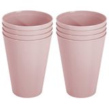 Hega Hogar Verres à boire incassables - set 8x pièces - plastique - rose clair - 430 ml - camping/extérieur/enfants - verres à limonade