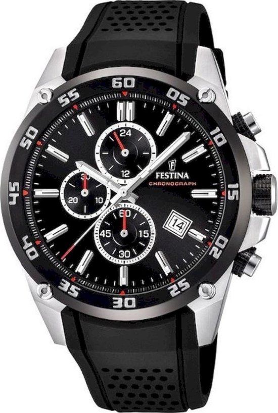 Festina The Originals F20330/5 Chronograaf Herenhorloge - Zwart/Zilver - Ø 47mm