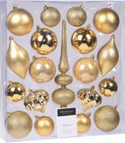 Christmas Decoration Koopman International Compleet kerstballenpakket gouden kunststof kerstballen met piek 19-delig