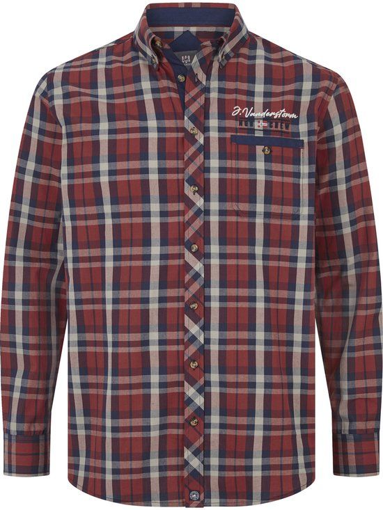 Jan Vanderstorm heren Overhemd - 53/54 - donkerrood - Plus Size