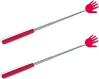 Gerim - Grattoir pour le dos mains solides - 2x pièces - extensible jusqu'à 65cm - rouge