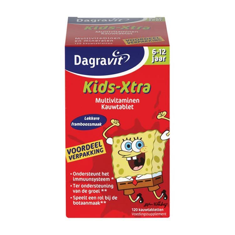 Dagravit Kids Xtra 6-12 Kauwtabletten Framboos 120st