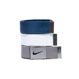 Nike 3 stuks canvas riemen voor heren, wit/grijs/marineblauw, eenheidsmaat