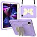 Compatibel iPad 8th 10.2 (2020) 3D Heavy Duty Hard Rugged Beschermhoes, Cartoon Cute Butterfly Wings Standaard, Stootvaste Siliconen Hoes met Standaard voor Kinderen (Rijst Lila)