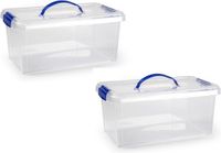 PLASTICFORTE Bac de rangement - 4 pièces - 10 litres - Transparent