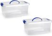 PLASTICFORTE Bac de rangement - 4 pièces - 10 litres - Transparent