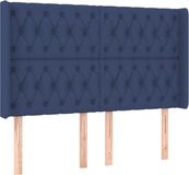 vidaXL Hoofdbord met randen 147x16x118/128 cm stof blauw