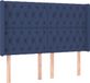 vidaXL Hoofdbord met randen 147x16x118/128 cm stof blauw