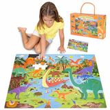 BONNYCO Reuze Vloerpuzzel met Dinosaurussen met 48 Grote Stukken. Legpuzzels voor Kinderen 92 x 62 cm, Cadeaus voor Jongens en Meisjes, Educatief Speelgoed 2-8 Jaar