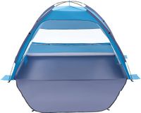 VEVOR Strandtent/zonnescherm voor 4 personen, UPF 50+ bescherming, draagbare strandtent met draagtas en grondankers, lichtgewicht strandparasol voor kamperen, vissen, picknicken, zonnetent