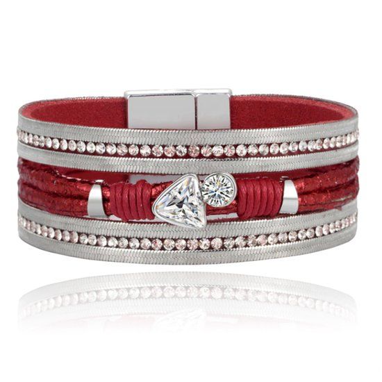 Deja Jewels Lookinggoodtoday Boho Armband met Meerdere Lagen - Triangle Rood